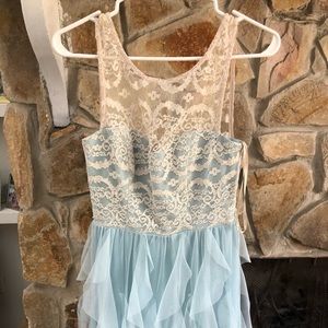 Baby blue and gold dress
